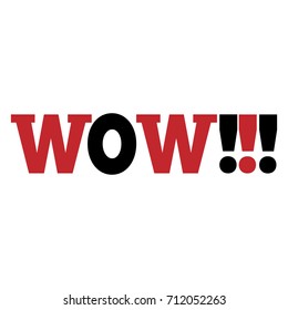 WOW Message bubble with emotional text Wow Retro speech bubble with red, white and black words.
