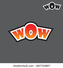 WOW message style in black outline Sticker set for banner, web, poster, cartoon text. Vector illustration, flat style, clip art