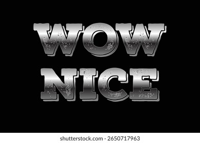 WOW NICE - Efeito de texto metálico 3D no fundo preto