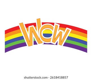 wow on a rainbow and on a white background
