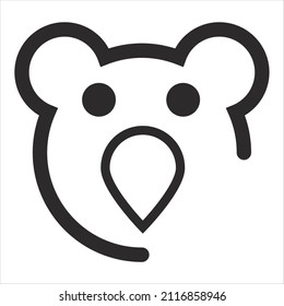 
Wow panda animal locator icon logo, Panda bear head pointer icon design
