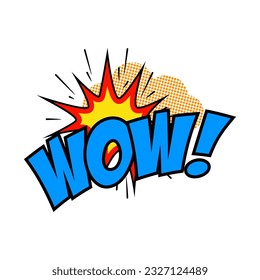 Wow! phrase in comic style. Pop art style phrase "Wow!!!". Vector design element