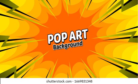 Wow Pop-Art Wolke Blase mit hellen Blitzen. Funny Sprachblase. Trendy Bunte Retro-Vintage-Hintergrund in Pop-Art Retro-Comic-Stil. Illustration leicht editierbar