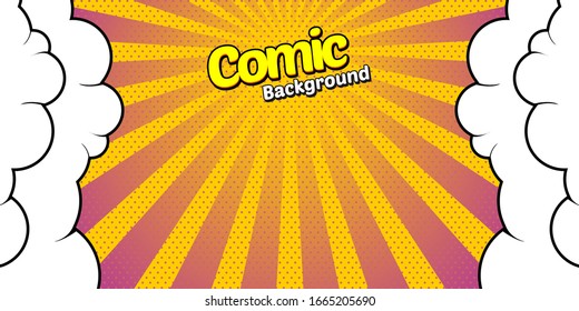 Wow pop art Comic cloud bubble. Funny speech bubble. Trendy Colorful retro vintage background in pop art retro comic style. Illustration easy editable