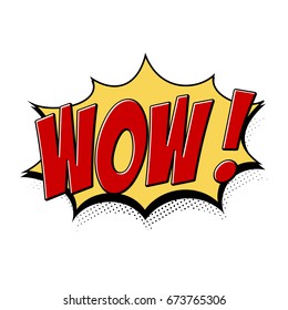 Wow pop art and comic speech bubbles. Vector cartoon illustration on white background.