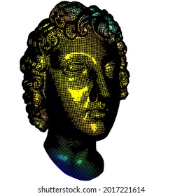 Wow pop art face 3d mesh. Sexy emotion girl Vector colorful grid background cartoon