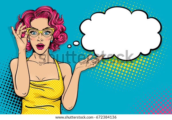 Wow Pop Art Female Face Sexy Stock Vector Royalty Free 672384136 1410