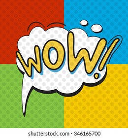 WoW poster in pop art style. Vector illustration
