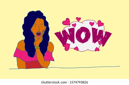 wow quote girl background template, vector illustration in eps10