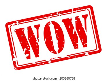 WOW red stamp text on white