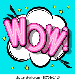 Wow Retro Lettering Shadows On White Stock Vector (Royalty Free ...