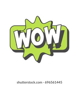 Wow short phrase, speech bubble in retro style vector Illustration
