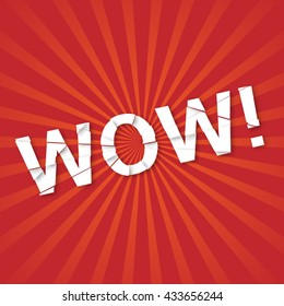 Wow sign with broken text.Vector illustration. 
