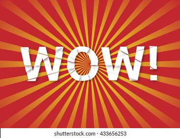 Wow sign with broken text.Vector illustration. 
