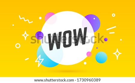 Wow, speech bubble. Banner, poster, speech bubble with text Wow. Geometric memphis style with message Wow for banner, poster. Explosion burst design, speech bubble. Vector Illustration