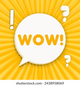 Wow. Speech bubble with wow. Business concept. 3d illustration. Pop art style. Vector line icon for Business and Advertising
