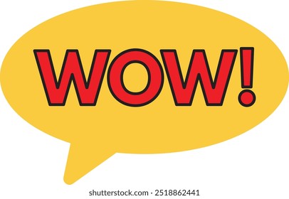 Icono de burbuja de discurso WOW con texto . Icono amarillo de la burbuja del discurso del wow . VECTOR de icono de burbuja de dibujos animados WOW