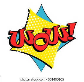 Wow speech bubble in retro style. Vector illustration isolated on white background
