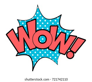 Wow speech bubble in retro style. Vector illustration isolated on white background