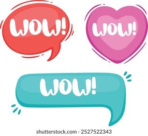 WOW-Sprechblase. Wow-Text. Handgezeichnete Comic-Zitat-Wolke. Doodle-Satz. Vektorgrafik zum Aufdruck auf Hemd, Karte, Poster etc. Teil 2