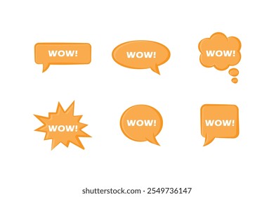 Wow speech bubble, vector orange color.