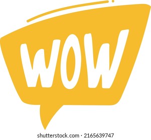 Wow sticker. Hand drawn positive reaction label