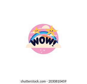 Wow Sticker Icon Isolated On White Background