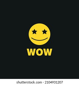 Wow sticker vector. Smile illustration