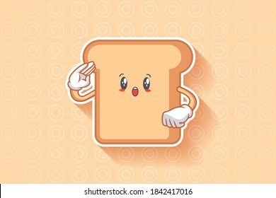 WÜRDE, ÜBERRASCHT, ERACHTET, DISMAY konfrontiert Emotion. Heiße, respektiere die Handgedanken. Brot Food Cartoon Zeichnen Maskottabbild.