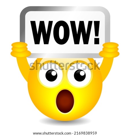 Wow surprised emoji vector cartoon on white background