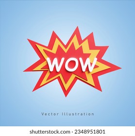 wow text 3d vector illustration