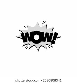 Wow text black and white pop up