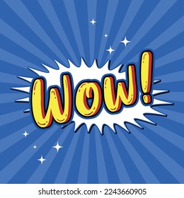 wow text comic background .blue background,text effect,