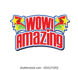 Wow Text Design Vector Pop Art