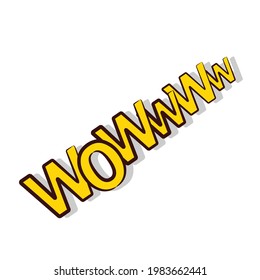 wow text in drawing style isolated vector. Hand drawn object illustration for your presentation, teaching materials or others.