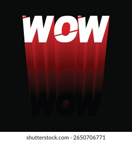 WOW text effect with dynamic red and white color scheme