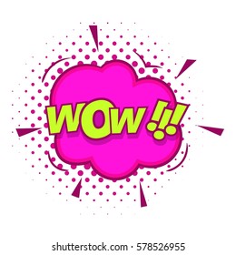 Wow, text sound effect icon. Pop art illustration of Wow, text sound effect vector icon for web