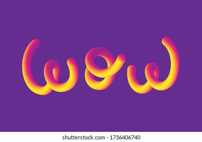 Wow vector hand drawn lettering 3d effect