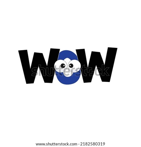 Wow. Vector handwritten lettering icon. Lettering wow. Vector illustration text EPS.