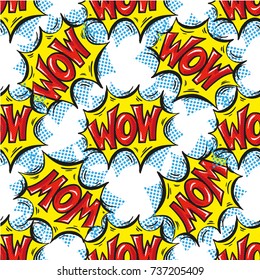 WOW word Multicolored comics speech bubbles seamless pattern