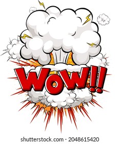 WOW word on bomb explosion isolated illustration
