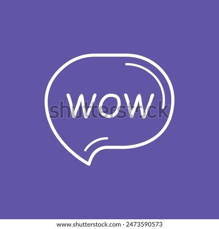 wow word in speech bubble. flat simple trend style logotype modern minimal graphic art sticker design isolated on purple. concept of surprise in internet