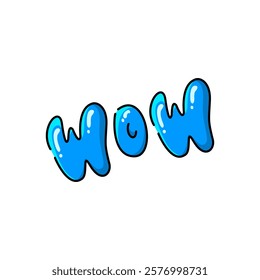 wow word vector design in blue on white background