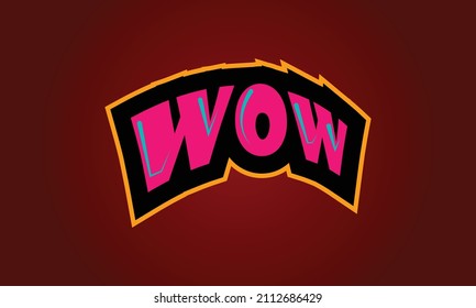 Wow wording in comic bubble speech in pop art style