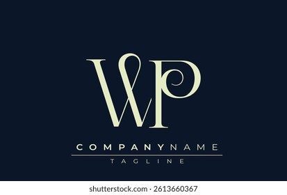 WP abstract Logo. Elegantly Designed Minimalist Monogram Logo with Stylish Lettering. Sophisticated and sleek minimalist monogram showcasing unique lettering design.