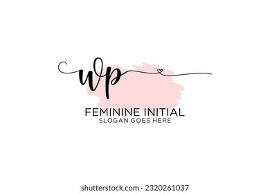 WP beauty monogram and elegant logo design handwriting logo of initial signature, wedding, fashion, floral and botanical with creative template.