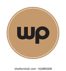 wp brown letters ,abstract background logo, design identity in circle, alphabet letter