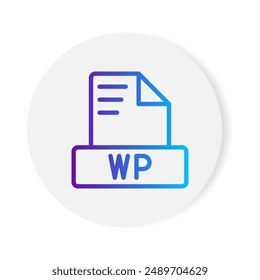 Wp document format file icon. with gradient outlines. vector illustration.