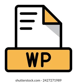 Wp file icon colorful style design. document format text file icons, Extension, type data, vector illustration.