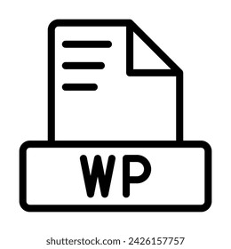 Wp File Icon. Outline file extension. icons file format symbols. Vector illustration. 